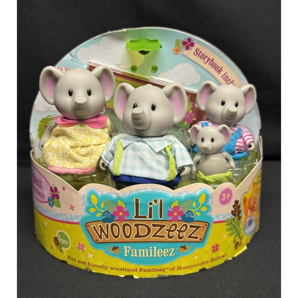 Li'l Woodzeez Miniature Animal Figurine Set - The Oliphant Elephant Family